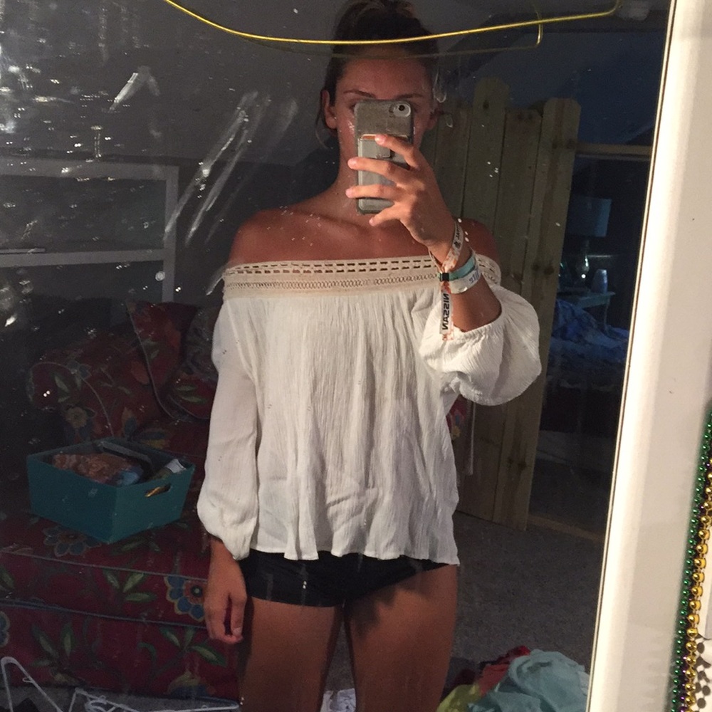 Across the shoulders white top